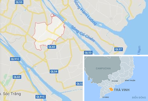 Huyện Càng Long (khoanh đỏ). Ảnh: Google Maps.