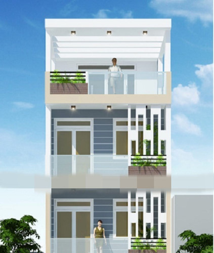 Căn nhà được chia gồm 1 trệt 2 lầu và 1 tầng tum với khoảng sân thượng giành để trồng cây cảnh, tạo mảng xanh. Ảnh: Xaydungnhadepmoi.