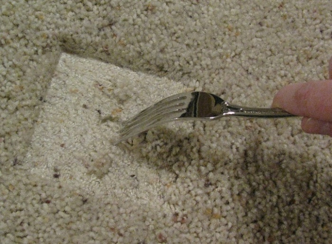 Bạn có thể sử dụng một cái nĩa để loại bỏ những dấu thảm bị nghiền nát do đồ nội thất.