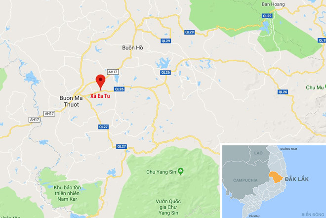 Xã Ea Tu, TP Buôn Ma Thuột - nơi xảy ra tai nạn. Ảnh: Google Maps.