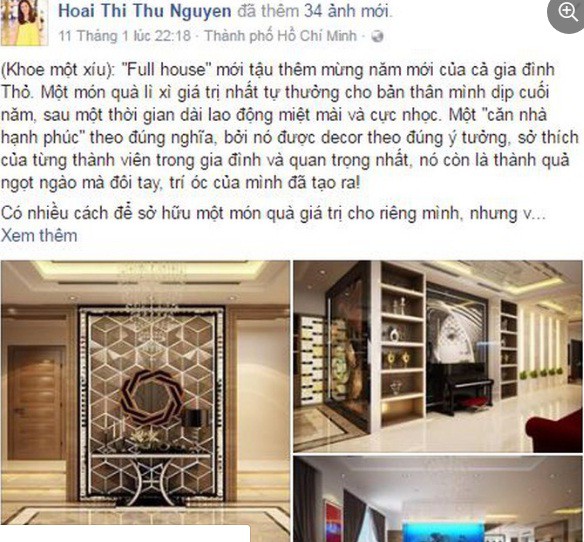Đầu năm 2017, Hoa hậu người Việt phu nhân thế giới 2012 Thu Hoài khoe loạt ảnh về căn biệt thự được thiết kế theo ý thưởng va sở thích của từng thành viên trong gia đình.