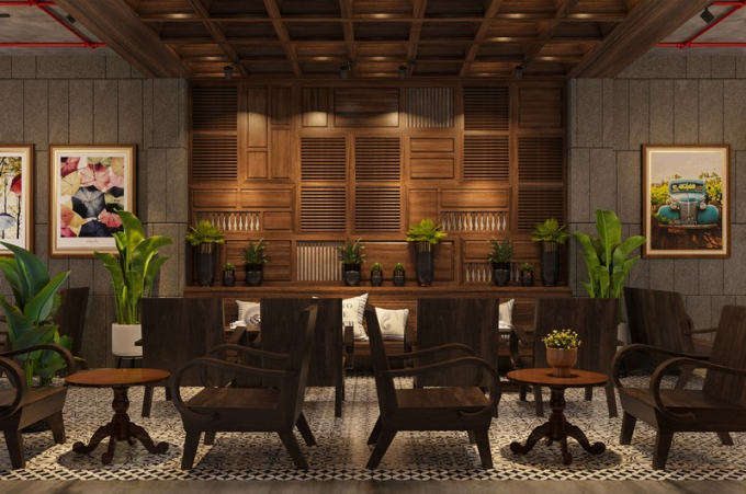 Toàn bộ nội thất trong quán đều làm bằng gỗ tự nhiên, gần gũi và an toàn.