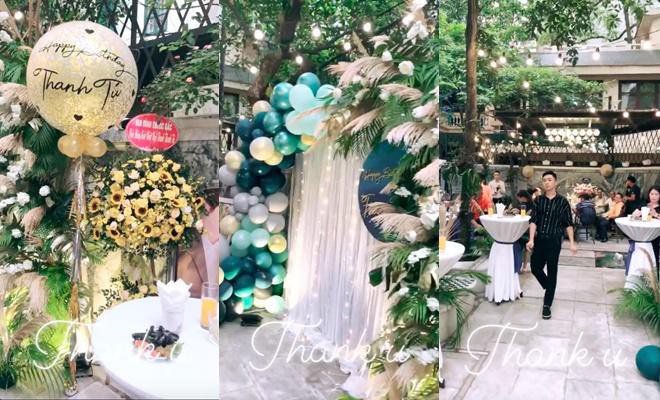 Khuôn viên căn biệt thự hoành tráng, ngập tràn hoa tươi trong tiệc sinh nhật của Thanh Tú. Ảnh: Facebook.