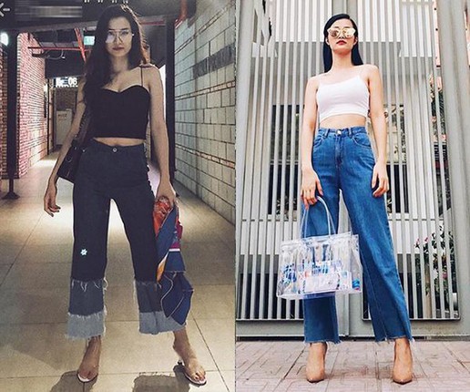 Áo hai dây và quần ống suông là một combo yêu thích để khoe dáng của Đông Nhi. Ảnh: FB, Internet.