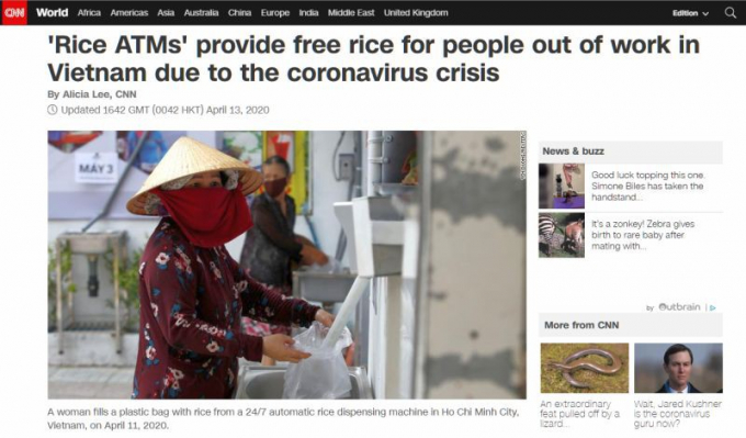 Bài viết về ATM gạo Việt Nam trên CNN.