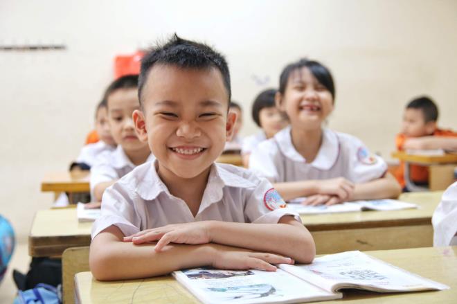 Học sinh lớp 1 trường Tiểu học Khương Thượng, Hà Nội. (Ảnh minh họa: H.C)