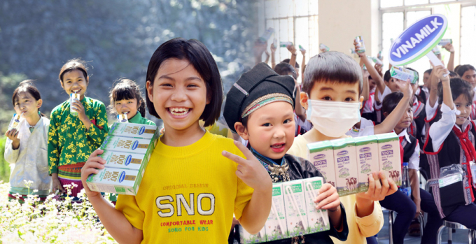   Niềm vui của các em nhỏ được thụ hưởng từ chương trình ''Quỹ sữa Vươn cao Việt Nam'' trong năm 2020.