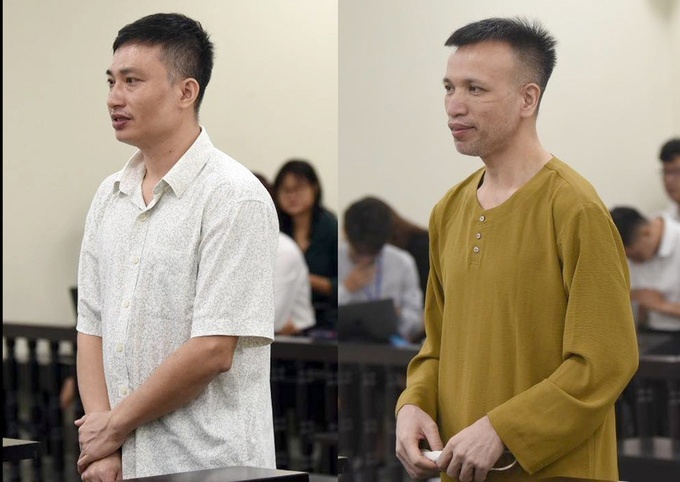 Các bị cáo Hà Duy Tuấn (trái) và Nguyễn Ngọc Triệu. Ảnh: H.L.