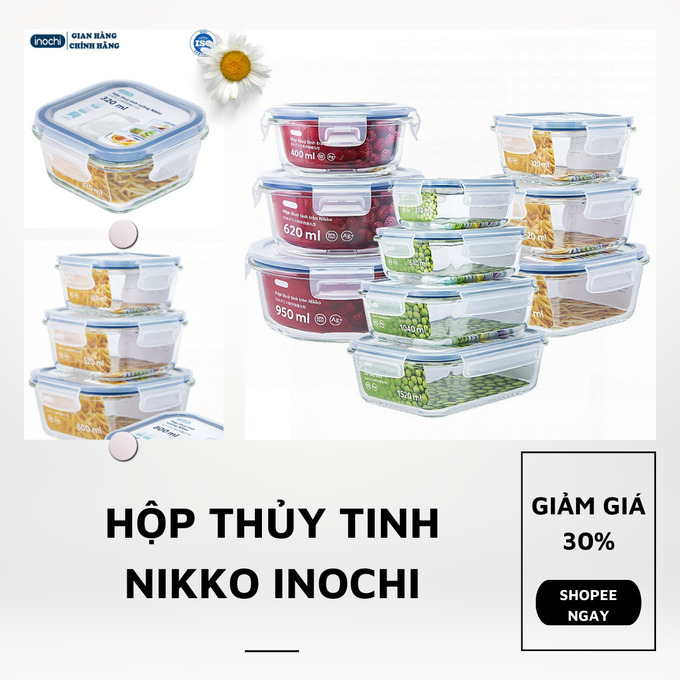 Bộ hộp thủy tinh đựng thực phẩm Nikko Inochi hiện đang có giá chỉ 46.200 đồng khi đặt mua trong hôm nay trên Shopee.