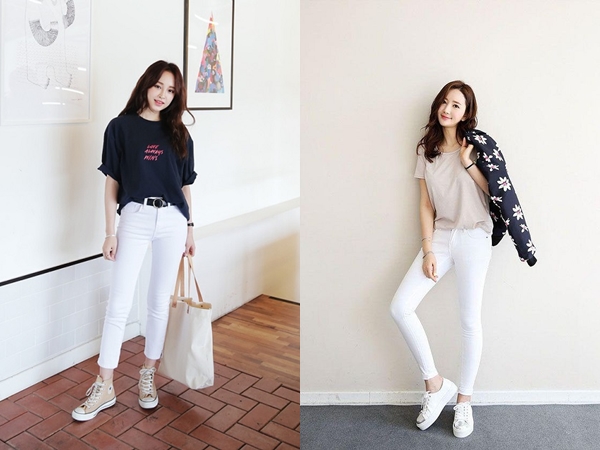  Vốn mang nét khỏe khoắn và năng động, quần jeans trắng sẽ giúp các quý cô công sở trở nên nữ tính, thanh lịch hơn - Ảnh minh họa: Internet