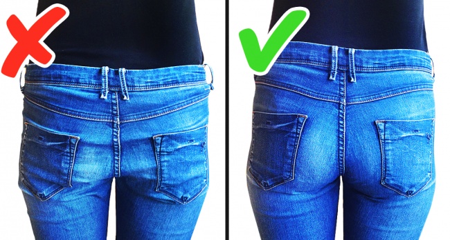  3. Quần jeans không vừa: Hãy tưởng tượng hình ảnh của các nàng sẽ kém hấp dẫn thế nào nếu mặc một chiếc quần jeans nhăn nhúm, lùng bùng do rộng hơn cơ thể. Điều này dễ xảy ra bởi quần jeans luôn có tính co giãn, thường bị dão sau nhiều lần giặt.Để kéo dài thời gian sử dụng, khi mua sắm, bạn nên chọn quần hơi chật một chút. Như vậy, chúng sẽ duy trì form dáng được lâu hơn.
