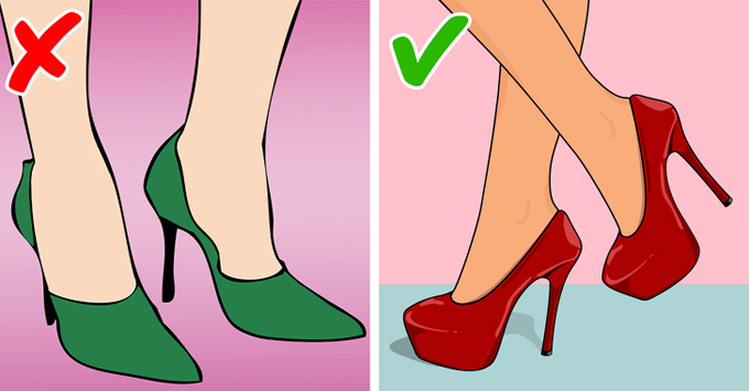  Độ phủ bàn chân của giày cũng là yếu tố phái đẹp cần lưu tâm. Thiết kế với phần mũi chỉ che ngón chân sẽ phù hợp hơn những đôi giày che tới nửa bàn chân.