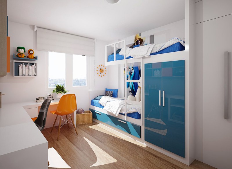  Phòng ngủ thứ 2 mang màu sắc vui tươi, được dành cho hai đứa trẻ trong nhà.