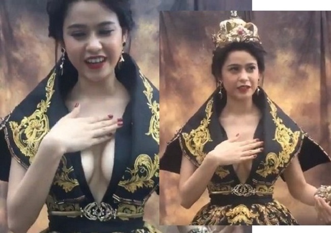 Trương Quỳnh Anh ngượng ngùng khi diện váy sexy trong MV Bánh trôi nước. 
