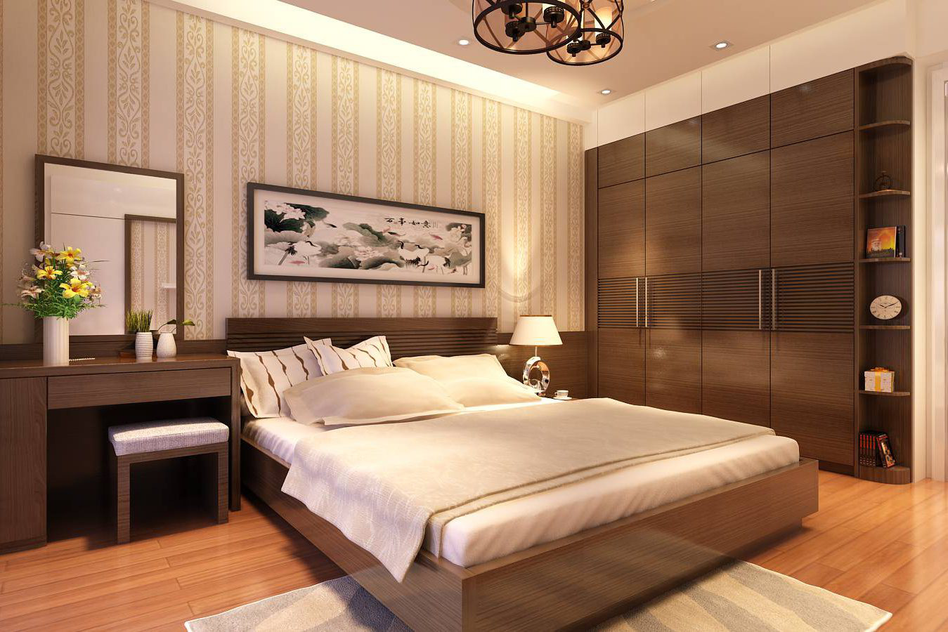  Phòng ngủ hiện đại sang trọng với sàn gỗ ấm áp.