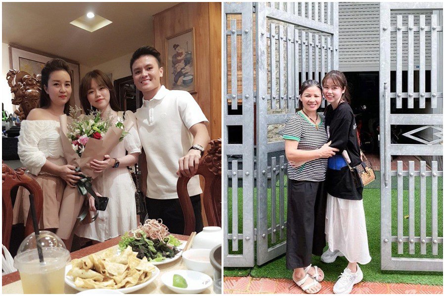  Hiện diện tại mọi bữa tiệc của nhà trai hay đến thăm mẹ Quang Hải, hot girl sinh năm 1999 cũng chỉ trung dụng trang phục tông trắng đen đơn giản nhất.