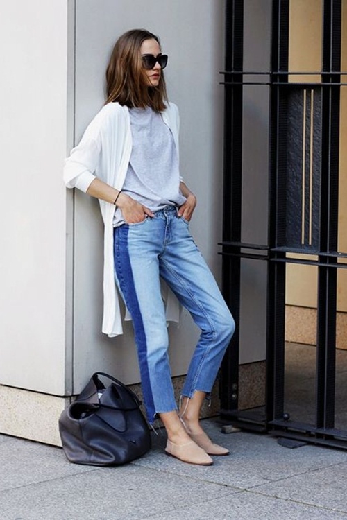 Chỉ cần diện một chiếc áo thun đơn giản cùng đôi giày thể thao kết hợp với quần jeans 2 màu thôi là bạn đã có một set đồ vô cùng cá tính.
