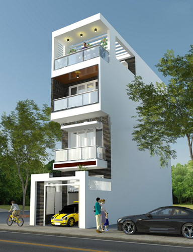 Nhà phố 4 tầng phong cách hiện đại phù hợp với các gia đình sống trong thành phố lớn hạn hẹp về diện tích. Ảnh: Nhaphohiendai.