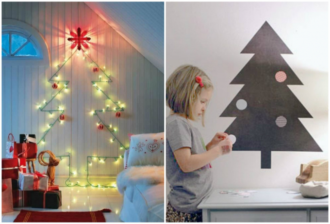 Cây thông dễ thương trên tường mang không khí Giáng sinh ngập tràn căn nhà bạn.