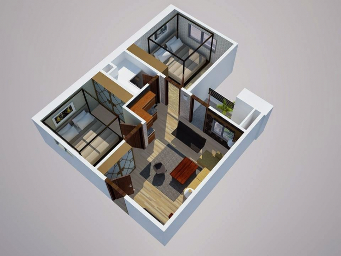 Căn hộ 45 m2 có 1 hay 2 phòng ngủ không phải lớn nhưng cũng không hề nhỏ nếu như gia chủ biết cách thiết kế, bài trí nội thất căn hộ. (Ảnh: Internet)