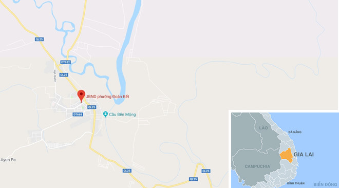 Phường Đoàn Kết, thị xã Ayun Pa, Gia Lai, nơi xảy ra vụ việc. Ảnh: Google Maps.