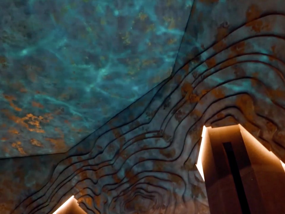  Khi bơi, khách có thể chiêm ngưỡng tác phẩm nghệ thuật đậm chất Venice trên trần nhà.(Ảnh: Senada Adzem / Vimeo) 