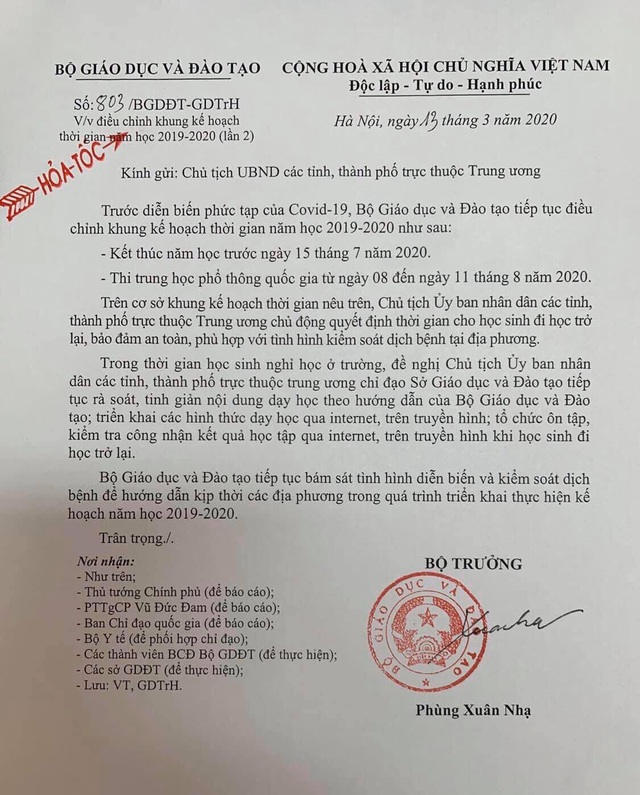 Thời gian thi THPT quốc gia lùi đến ngày 8-11/8/2020.