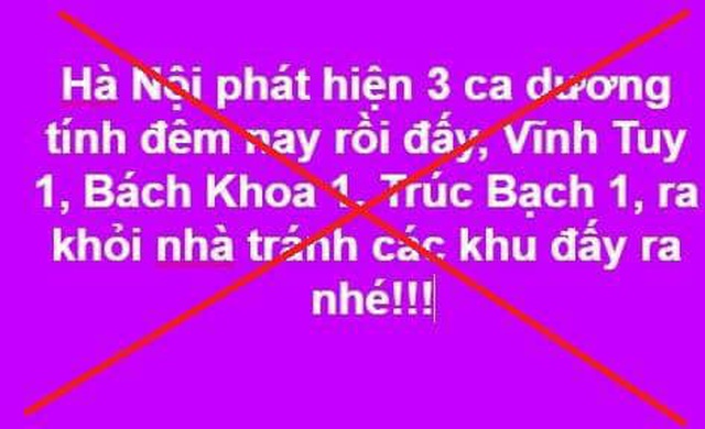 Một trường hợp đăng tin sai sự thật trên mạng xã hội về dịch Covid-19.