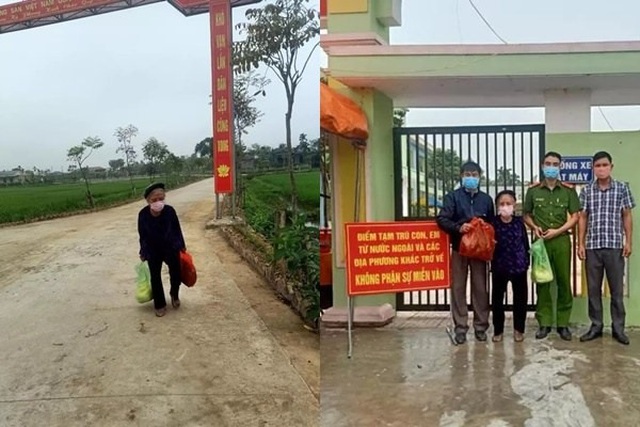  Mẹ Nguyễn Thị Ba đi bộ 2km để tặng 5kg gạo cho vùng cách ly của địa phương.