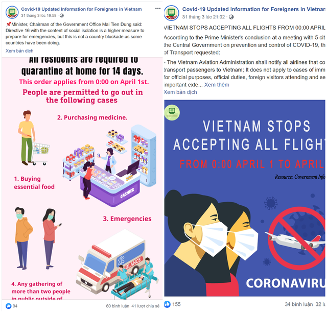 Các chính sách chống dịch Covid-19 của Chính phủ được trang fanpage này chuyển ngữ và cập nhật kịp thời.