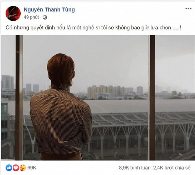  Sơn Tùng M-TP gây chú ý khi chia sẻ status khá tâm trạng trên Facebook.