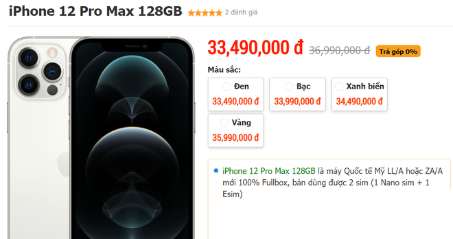  iPhone 12 Pro Max xách tay tiếp tục giảm thêm 2-3 triệu đồng khi hàng chính hãng về Việt Nam.