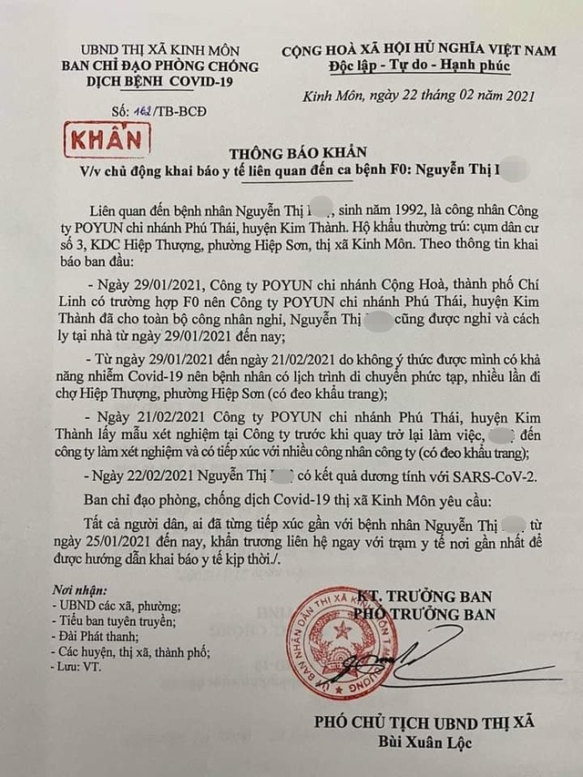 Thông báo khẩn của lực lượng chức năng.