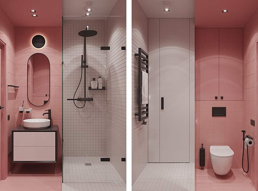  Phòng tắm là sự kết nối khéo léo giữa các gam màu trong không gian chính.