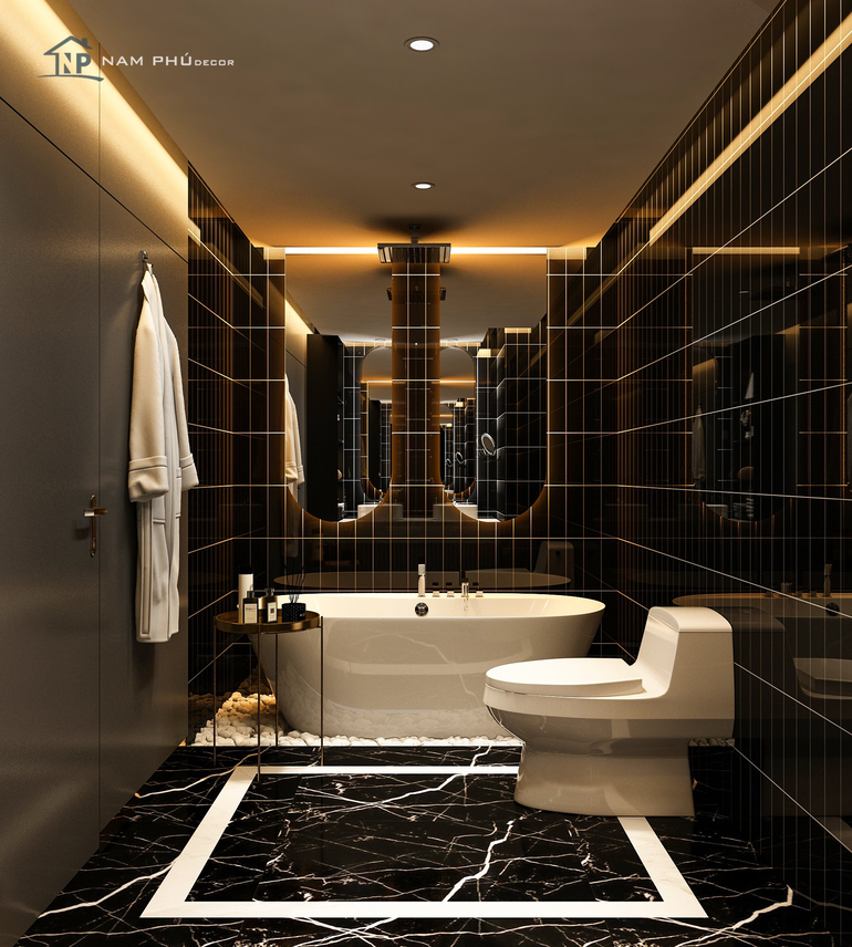  Phòng tắm sang trọng cũng không khác gì phòng tắm trong các khách sạn hạng sang (Ảnh: Nam Phú Decor).