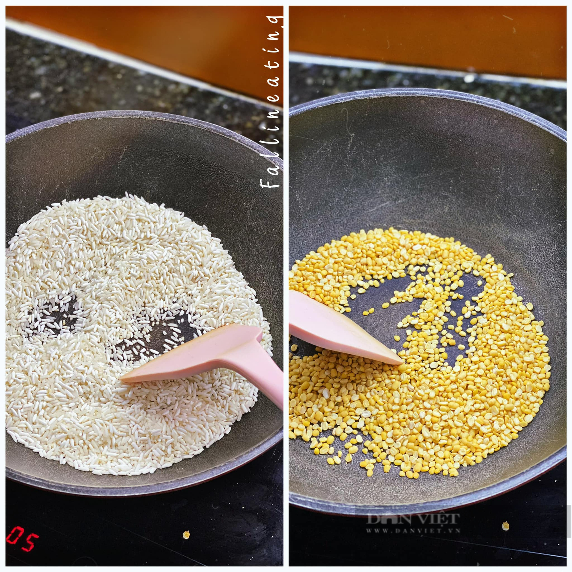 Cách nấu lẩu cháo chim bồ câu: Rang gạo và đỗ