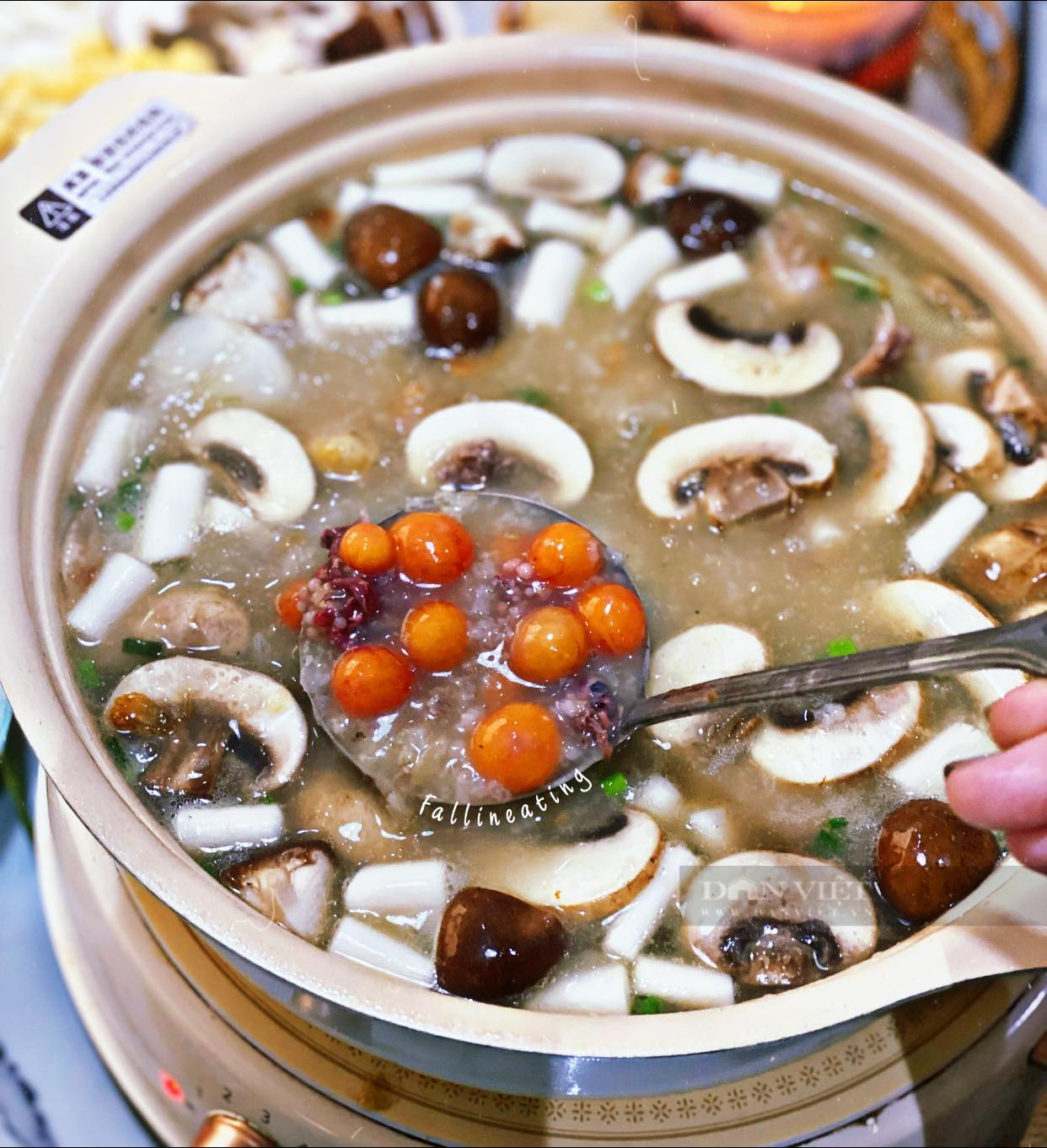 Cách nấu lẩu cháo chim bồ câu Nấm mỡ này nêm gia vị rồi xào qua mới cho vào lẩu, có thể thả nấm tươi