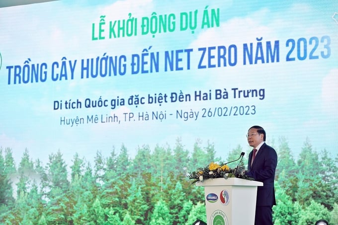  Thứ trưởng Bộ Tài nguyên &Môi trường Lê Công Thành phát biểu khởi động dự án trồng cây hướng đến Net Zero