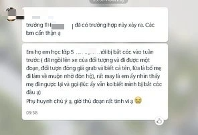  Thông tin cảnh báo về việc kẻ xấu giả danh xe ôm công nghệ để bắt cóc học sinh ở quận Hoàng Mai, Hà Nội (Ảnh: K.A).