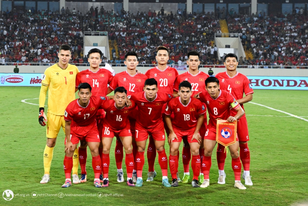  Đội tuyển Việt Nam tụt 10 bậc trên BXH FIFA tháng 3/2024. Ảnh: VFF