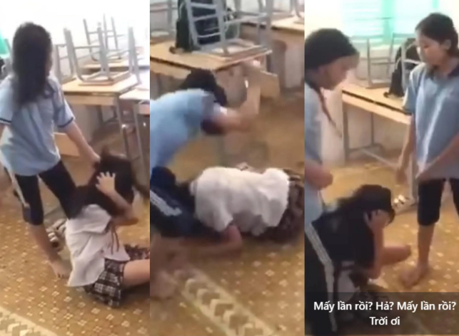  Nữ sinh bị đánh hội đồng dã man trong lớp học - Ảnh: Báo Dân Việt