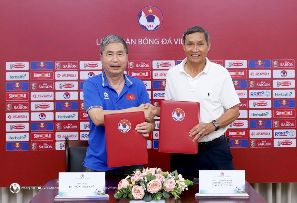  HLV Mai Đức Chung tiếp tục dẫn dắt đội tuyển bóng đá nữ Việt Nam. Ảnh: VFF