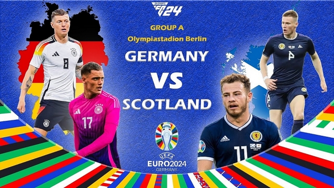  Trận mở màn EURO 2024 giữa Đức và Scotland sẽ diễn ra vào lúc 2h sáng 15/6 (theo giờ Việt Nam) trên sân vận động Allianz (Munich).