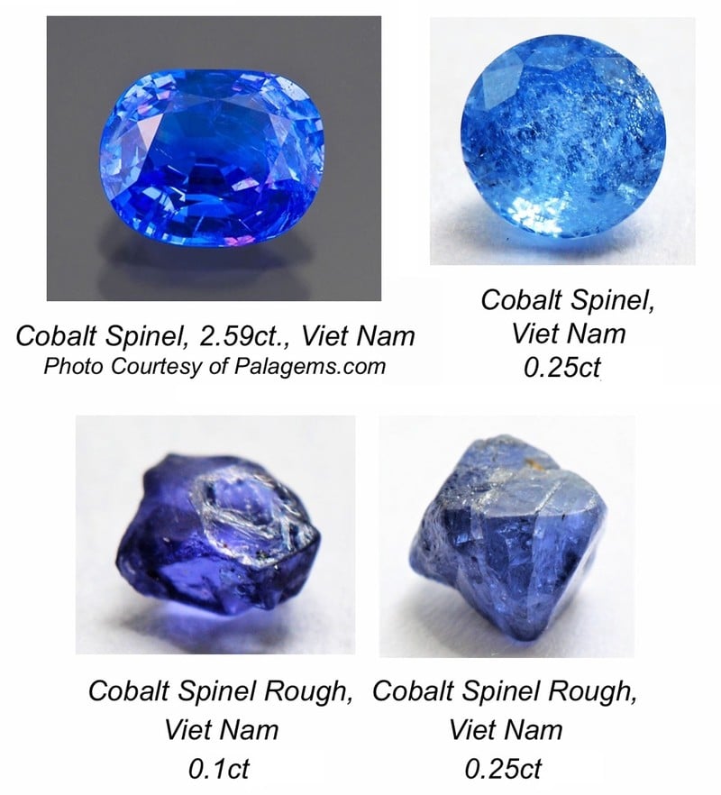  Cách phân biệt màu xanh của 2 gam màu ở đá spinel. (Ảnh: Bazaar Việt Nam)