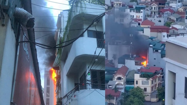  Căn nhà cao tầng trong ngõ nhỏ thuộc xã Tứ Hiệp đã xảy ra cháy. Ảnh: Báo Sức khỏe và Đời sống. 