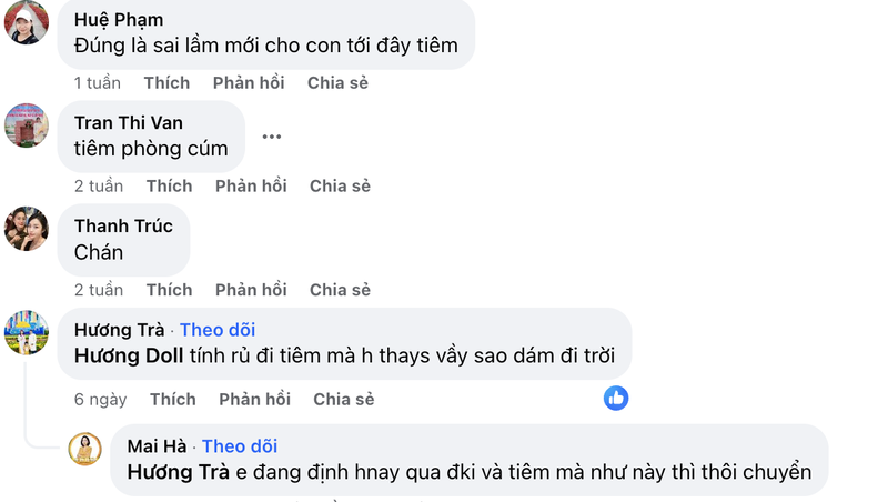 Những bình luận dưới thông tin về sai phạm của Trung tâm tiêm chủng Long Châu.