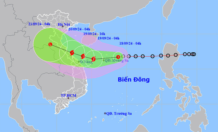  Áp thấp nhiệt đới trong hôm nay sẽ mạnh lên thành bão số 4. Ảnh: VTC News.