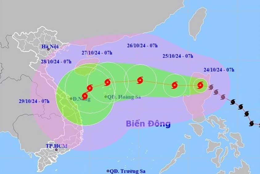  Dự báo vị trí và đường đi của bão Trà Mi - Ảnh: Báo Pháp luật TP.HCM