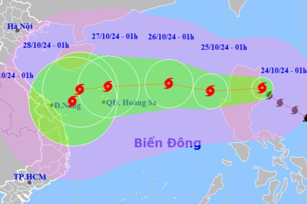  Bão Trami đi vào biển Đông và trở thành cơn bão số 6 trong năm 2024. Ảnh: Báo Người Lao Động. 