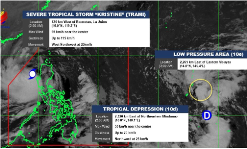  PAGASA theo dõi áp thấp nhiệt đới 10d và áp thấp 10e ngày 25/10/2024 - Ảnh: PAGASA/Báo Lao Động